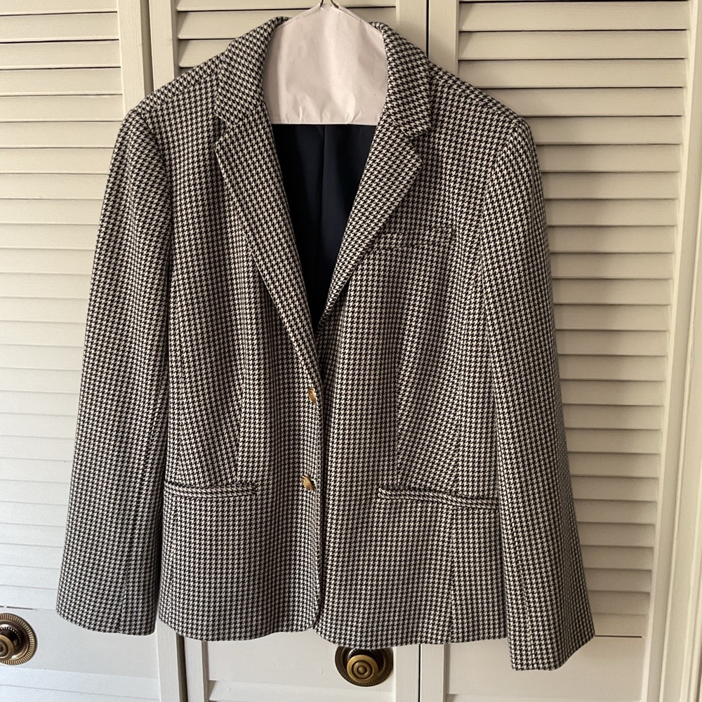 Talbots Black and White Houndstooth Blazer. 14P.